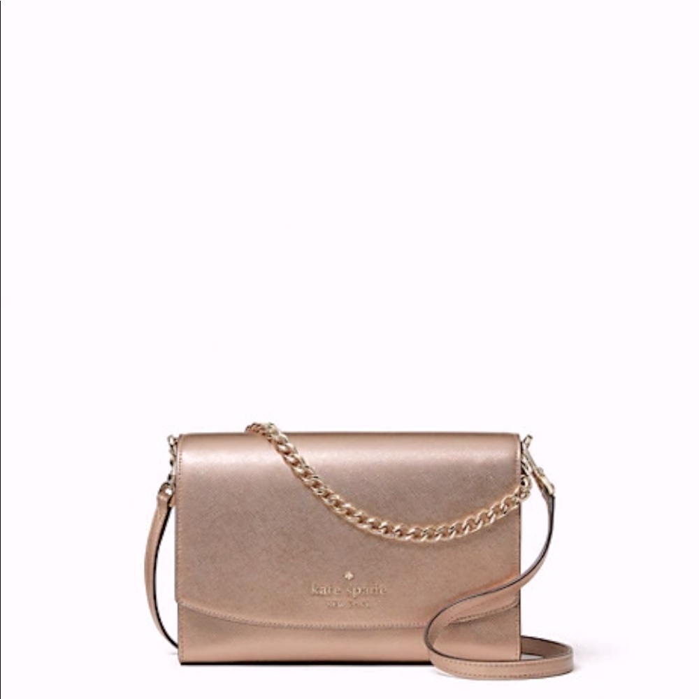 NWT, Kate Spade Carson Convertible Crossbody, Glittering Metallic